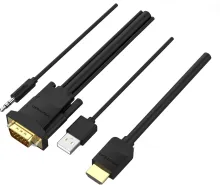 Video kábel Vention HDMI to VGA Cable with Audio Output & USB Power Supply 1M Black