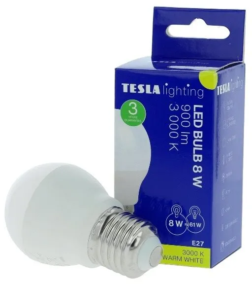 LED žiarovka TESLA LED žiarovka miniglobe BULB E27, 8W, teplá biela