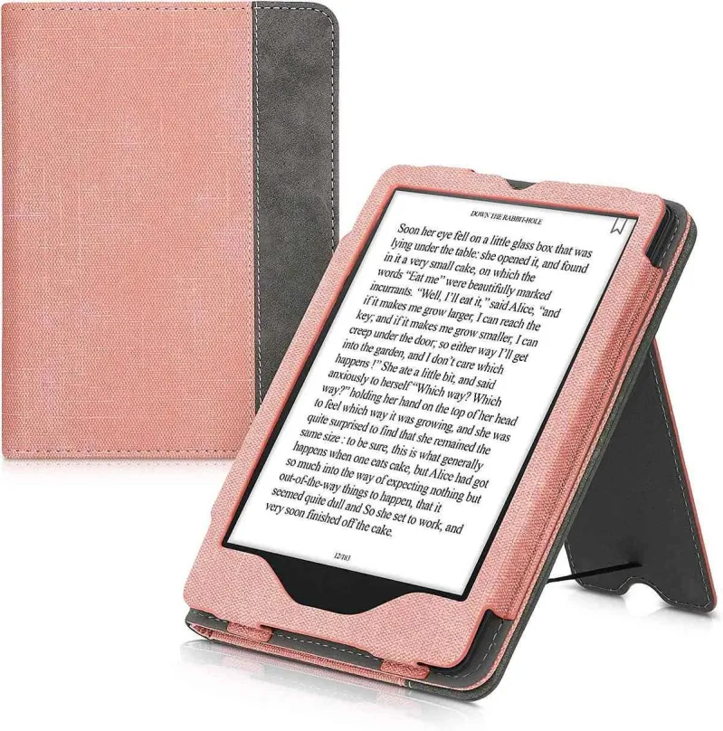 Púzdro na čítačku kníh KW Mobile - Double Leather - KW5626107 - Púzdro pre Amazon Kindle Paperwhite 5 (2021) - šedá, ružov