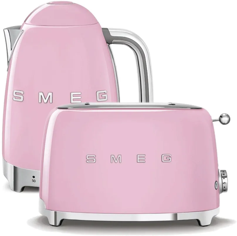 Set SMEG 50's Retro Style Kanvica 1,7l LED ružová + hriankovač 2x2 ružový 950W