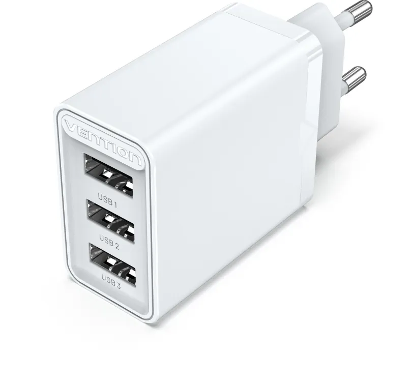 Nabíjačka do siete Vention 3-port USB Wall Charger (12W/12W/12W) White