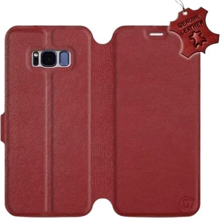 Kryt na mobil Flip puzdro na mobil Samsung Galaxy S8 - Tmavo červené - kožené - Dark Red Leather