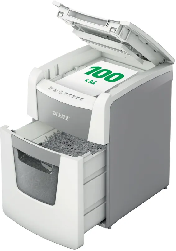 Skartovač LEITZ IQ AutoFeed 100 P4, s automatickým podávačom papiera, stupeň utajenia P-4,