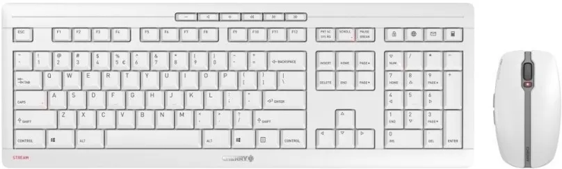 Set klávesnice a myši CHERRY STREAM DESKTOP RECHARGE bielo-sivý - UK