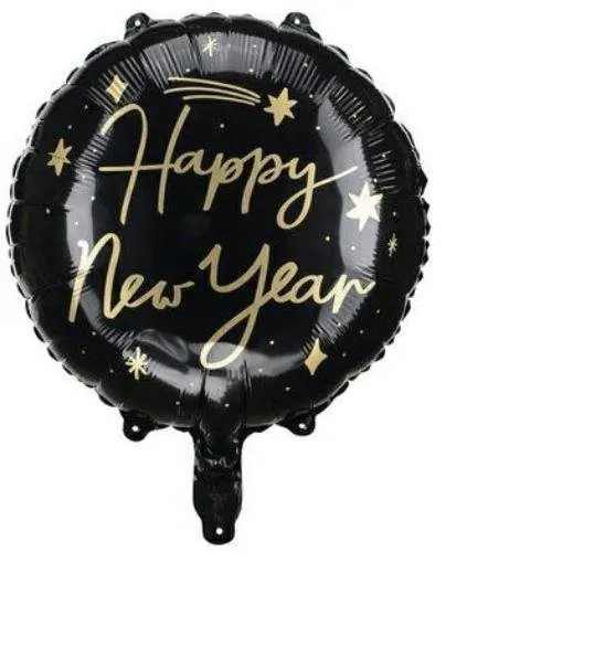 Balóniky Balón fóliový čierny happy new year - silvester - 45 cm