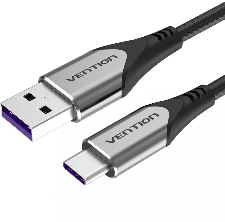 Dátový kábel Vention USB-C to USB 2.0 Fast Charging Cable 5A 2M Gray Aluminum Alloy Type