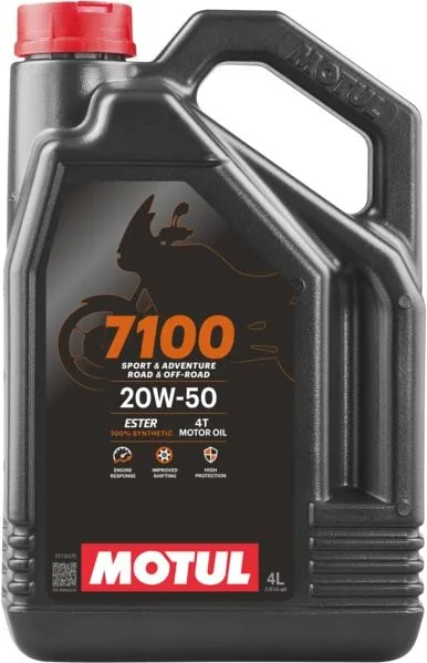 Motorový olej MOTUL 7100 20W50 4T 4L, 20W-50, syntetický, pre 4-taktné motory, API JASO MA