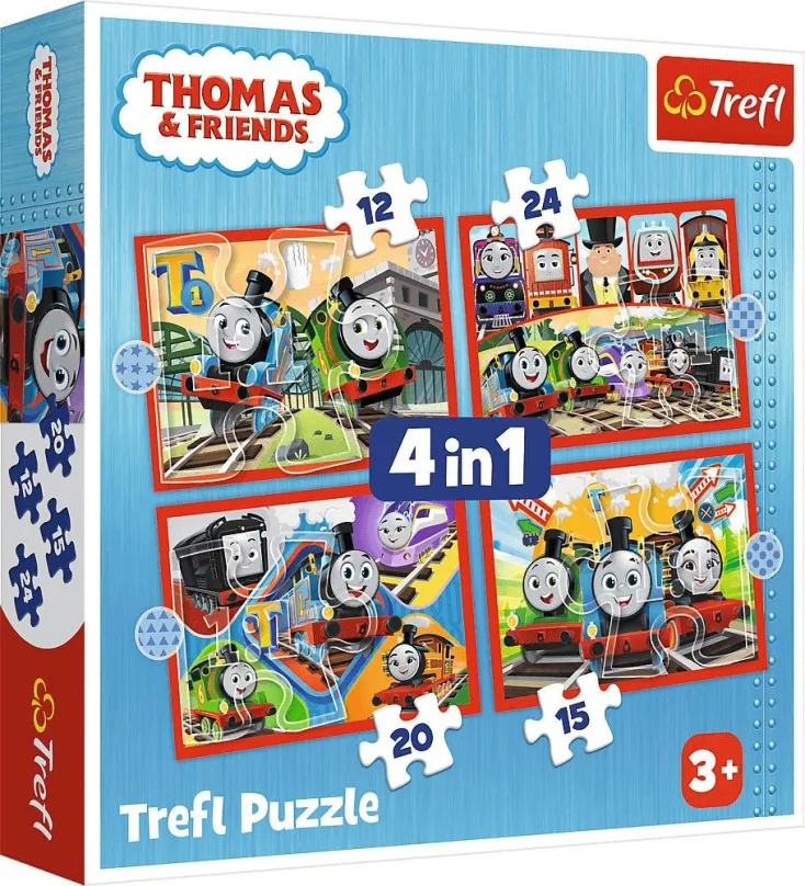Puzzle Trefl Puzzle Mašinka Tomáš 4 v 1 (12,15, 20, 24 dielikov)