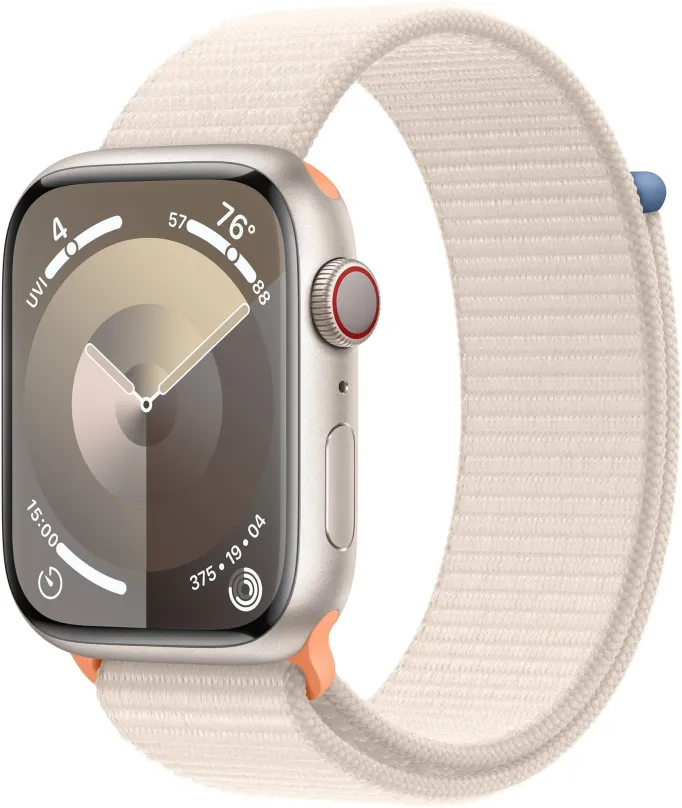 Chytré hodinky Apple Watch Series 9 45mm Cellular Hviezdne biely hliník s hviezdne bielym prevliekacím remienkom