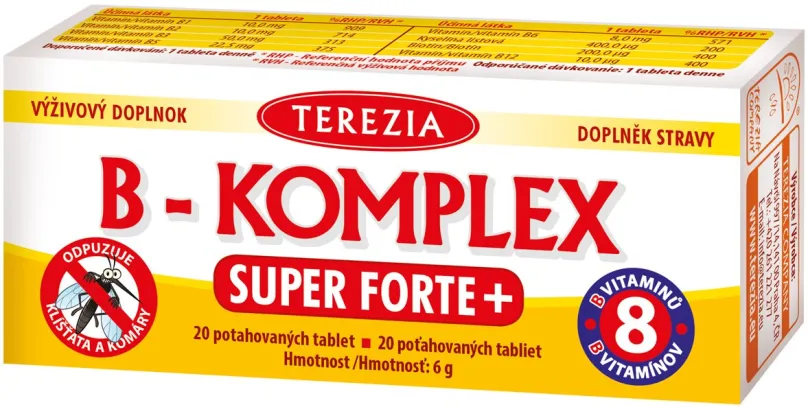 B komplex TEREZIA B-komplex Super Forte+ tbl.20, vitamíny B podporujú energetický metabol