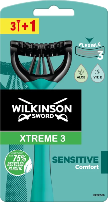 Holítka WILKINSON Xtreme3 Sensitive Comfort 4 ks, 4 ks, počet čepieľok: 3, typ strojčeka: