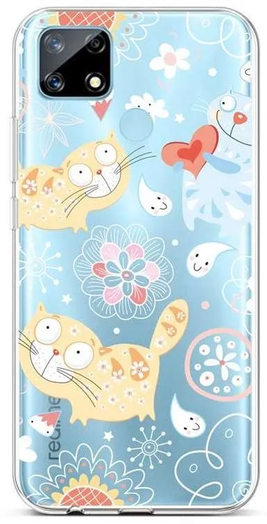 Kryt na mobil TopQ Realme 7i silikón Happy Cats 62504