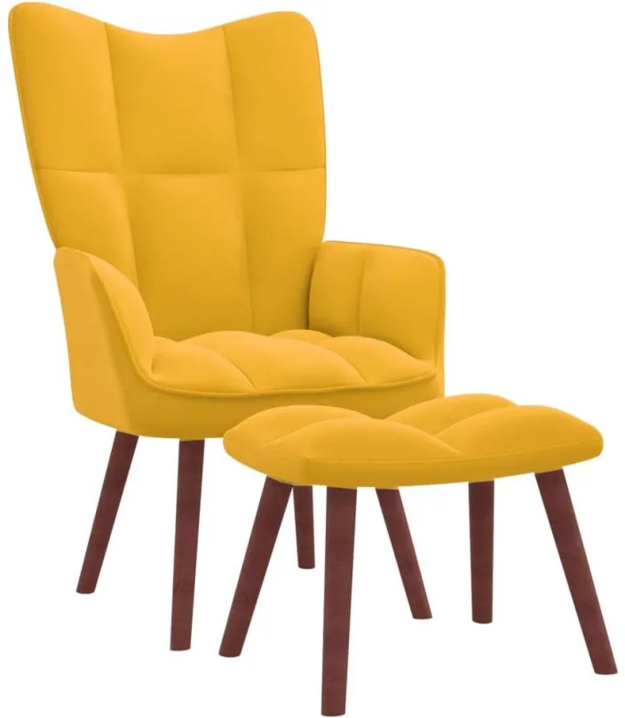Kreslo Relaxačné kreslo so stoličkou horčicovo žlté zamat, 328069
