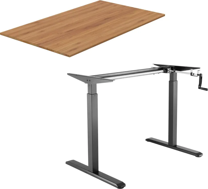 Výškovo nastaviteľný stôl AlzaErgo Table ET3 čierny + doska TTE-01 140x80cm bambusová
