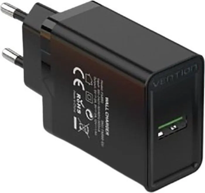 Nabíjačka do siete Vention 1-port USB Wall Quick Charger (18W) Black