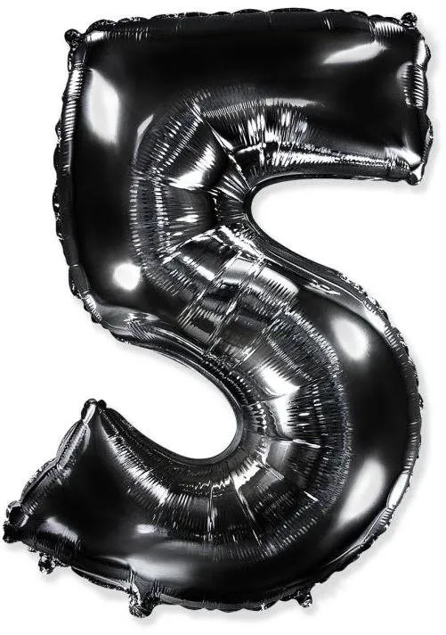 Balóniky Balón fóliový číslica čierna - black 102 cm - 5