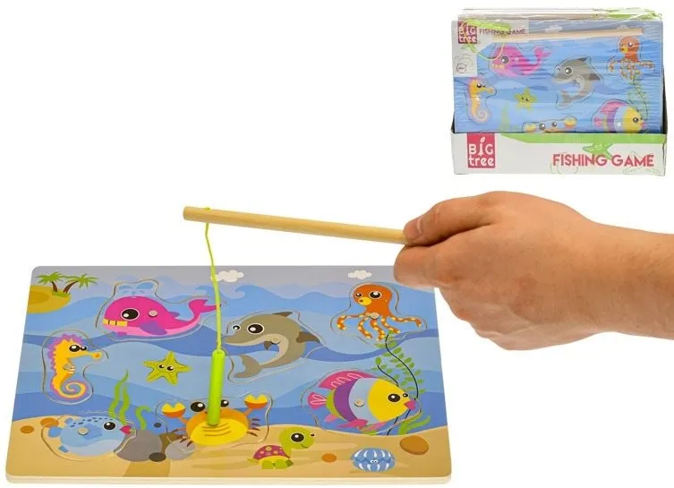 Spoločenská hra Hra ryby drevená magnetická 30x22cm 24m + 12ks v DBX