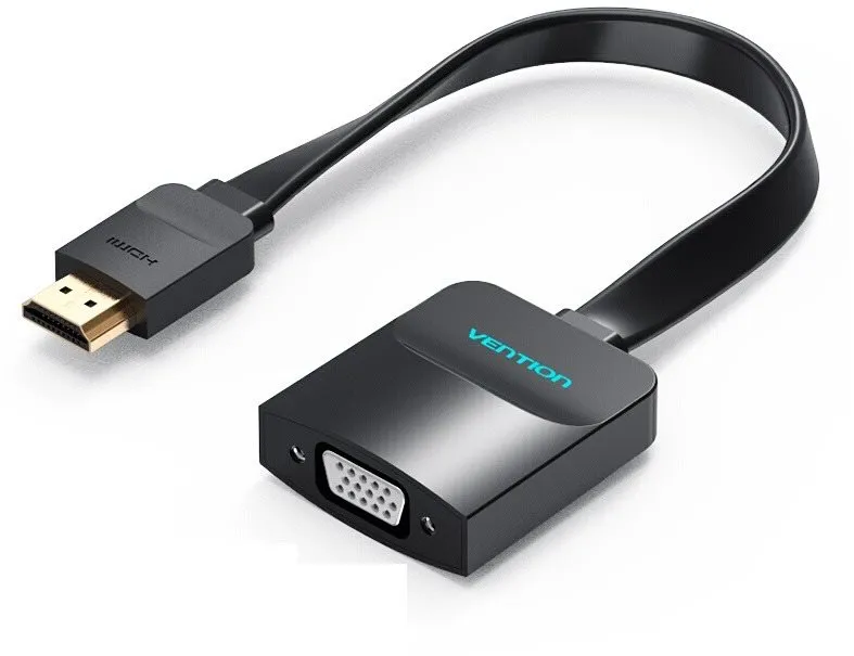 Redukcia Vention Flat HDMI to VGA Converter with Female Micro USB a Audio Port 0.15m Black