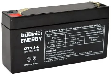 Batérie pre záložné zdroje GOOWEI ENERGY Bezúdržbový olovený akumulátor OT1.3-6, 6V, 1.3Ah