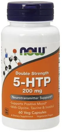 Aminokyseliny NOW 5-HTP + Glycín, Taurín a Inositol, 200 mg