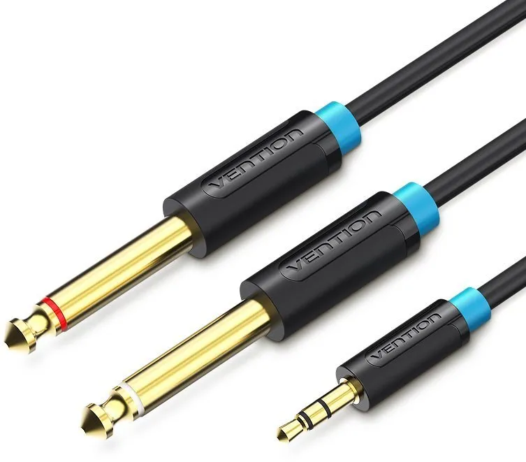 Audio kábel Vention 3.5mm Male to 2x 6.3mm Male Audio Cable 1.5m Black