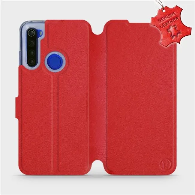 Kryt na mobil Flip púzdro na mobil Xiaomi Redmi Note 8T - Červené - kožené - Red Leather