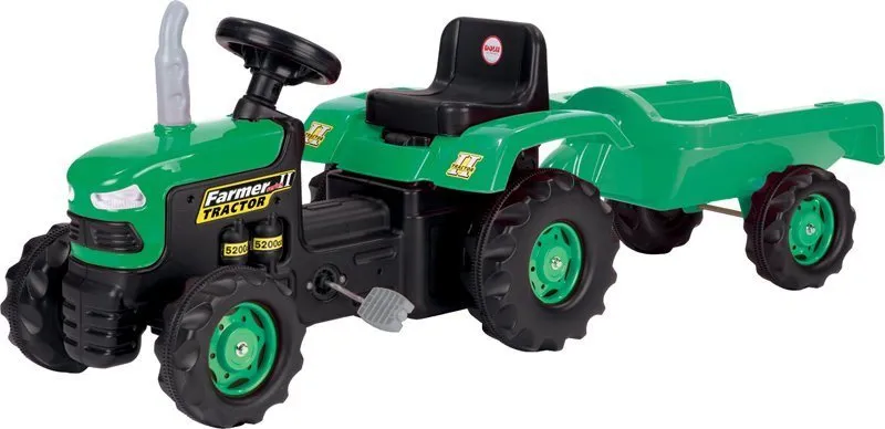 Šliapací traktor Dolu Traktor šliapací s vlečkou, zelený
