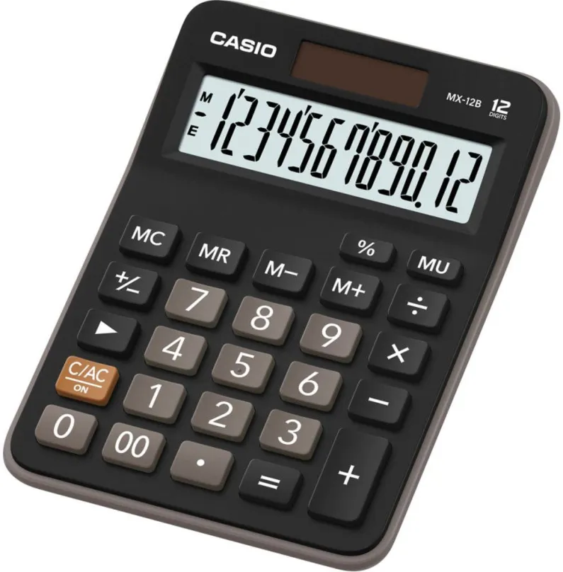 Kalkulačka CASIO MX 12 B, stolné, solárne aj batériové napájanie, 12miestny 1riadkový disp