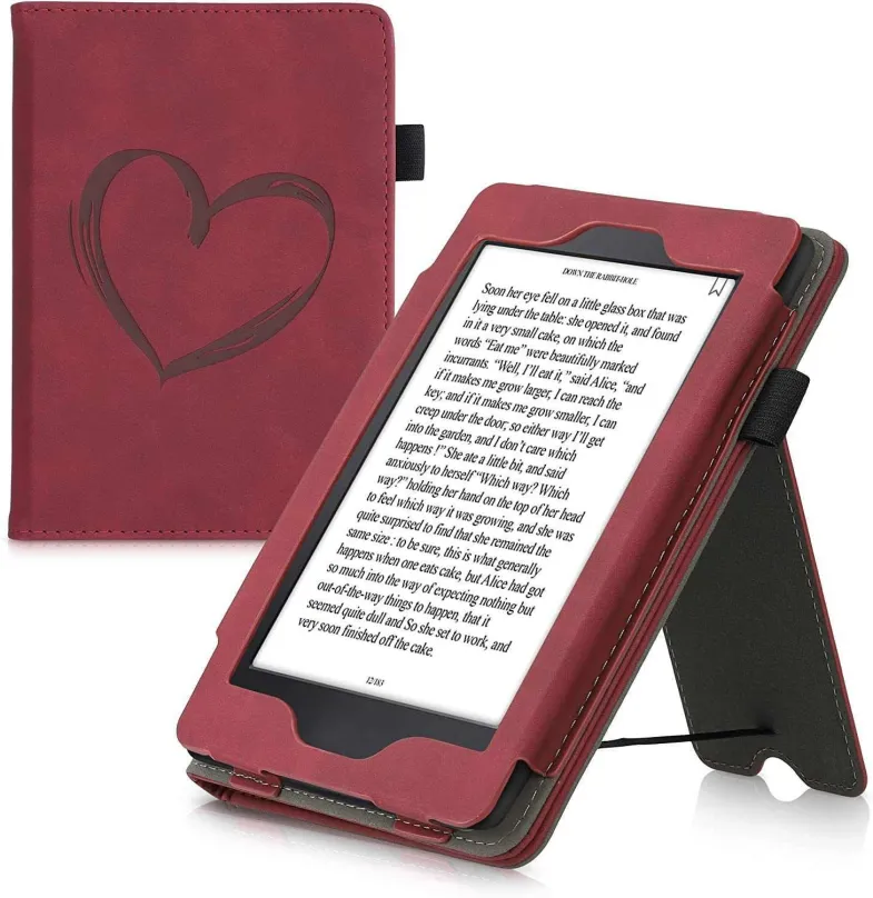 Púzdro na čítačku kníh KW Mobile - Nubuck Brushed Heart - KW5567502 - Púzdro pre Amazon Kindle Paperwhite 1/2/3 - Dark Red