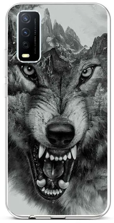 Kryt na mobil TopQ Kryt Vivo Y11s silikón Čiernobiely vlk 70100