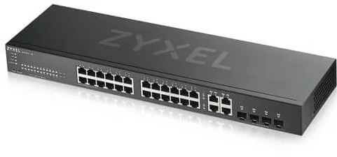 Switch Zyxel GS1920-24V2, do čajky, 28x RJ-45, 4x SFP, 24x 10/100Base-T, L2, QoS (Quality