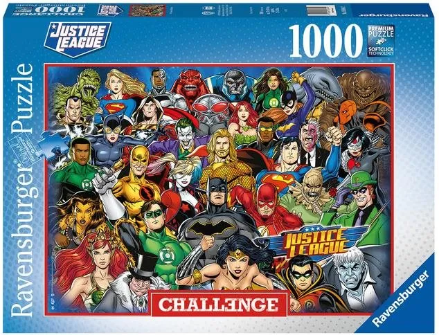 Puzzle Ravensburger 168842 Challenge Puzzle: DC Comics: Liga spravodlivosti 1000 dielikov