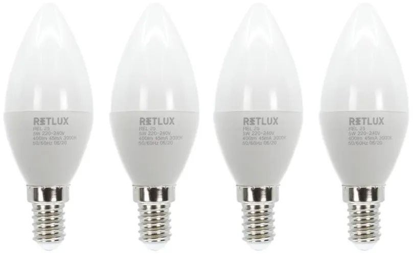 LED žiarovka RETLUX REL 25 LED C37 4x5W E14 WW