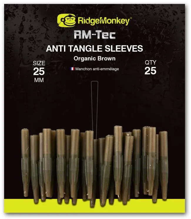 RidgeMonkey Prevlek Connexion Anti Tangle Sleeves Organic Brown Short 25ks