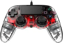 Gamepad Nacon Wired Compact Controller PS4 - priehľadný červený