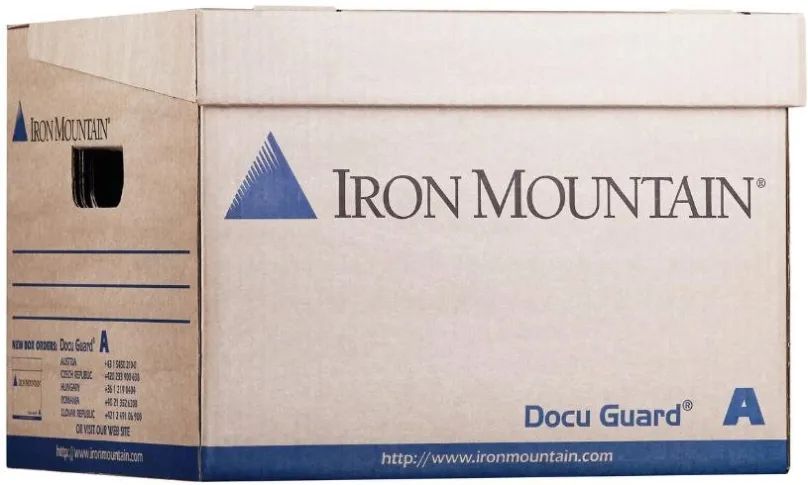 Archivačná krabica Iron Mountain Box A, 35 x 31 x 25 cm, hnedo-modrá