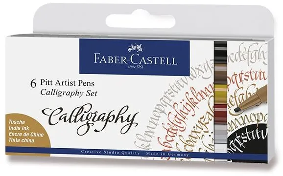 Popisovač Popisovač Faber-Castell Pitt Artist Pen Caligraphy, 6 farieb