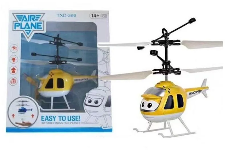 RC vrtuľník FM-Electrics Mini helikoptéra žltá ovládaná pohybom ruky a diaľkovým ovládačom