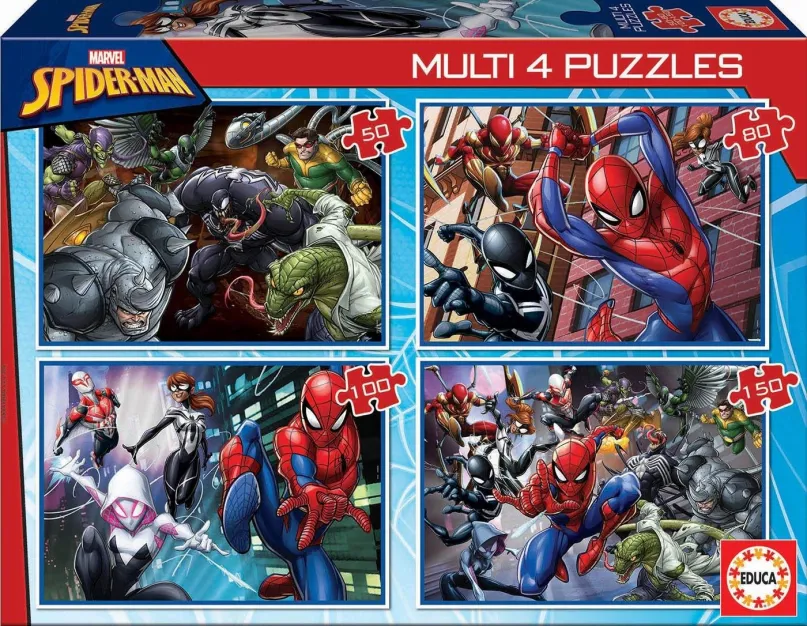 Puzzle Educa Puzzle Spiderman 4v1 (50,80,100,150 dielikov)