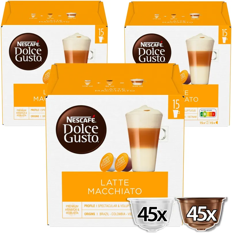 Kávové kapsule NESCAFÉ® Dolce Gusto® Latte Macchiato, 45 porcií
