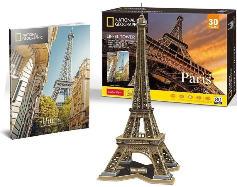 3D puzzle Cubicfun 3D puzzle National Geographic: Eiffelova veža 80 dielikov