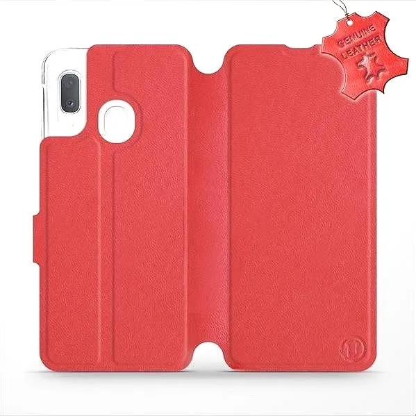 Kryt na mobil Flip puzdro na mobil Samsung Galaxy A20e - Červené - kožené - Red Leather