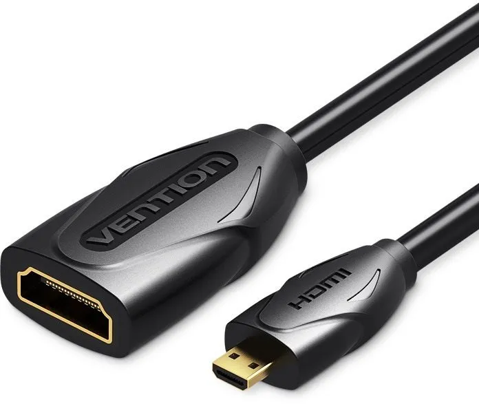 Video kábel Vention Micro HDMI (M) to HDMI (F) Extension Cable / Adapter 1M Black