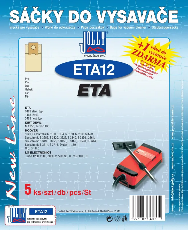 Vrecká do vysávača Vrecká do vysávača ETA12