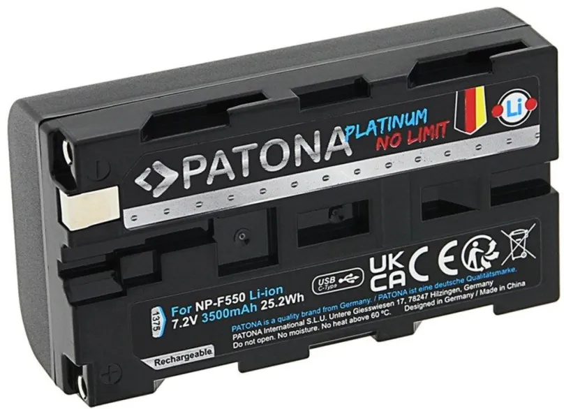 Batéria pre kameru PATONA batéria pre Sony NP-F550/F330/F570 3500mAh Li-Ion Platinum USB-C nabíjanie