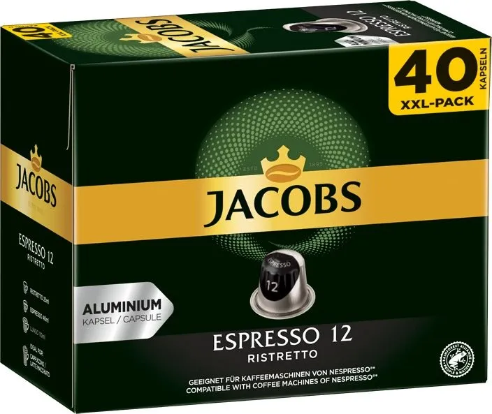 Kávové kapsule Jacobs Espresso Ristretto intenzita 12, 40ks kapsúl pre Nespresso®*