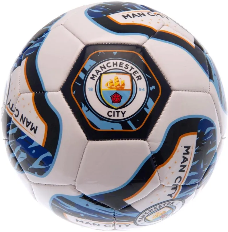 Futbalová lopta Ouky Manchester City FC, bielo-modrá, 26 panelov, vel. 5