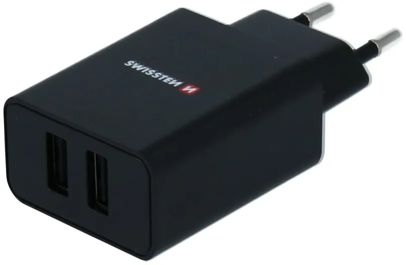 Nabíjačka do siete Swissten sieťový adaptér SMART IC 2.1A + kábel USB-C 1.2m čierny