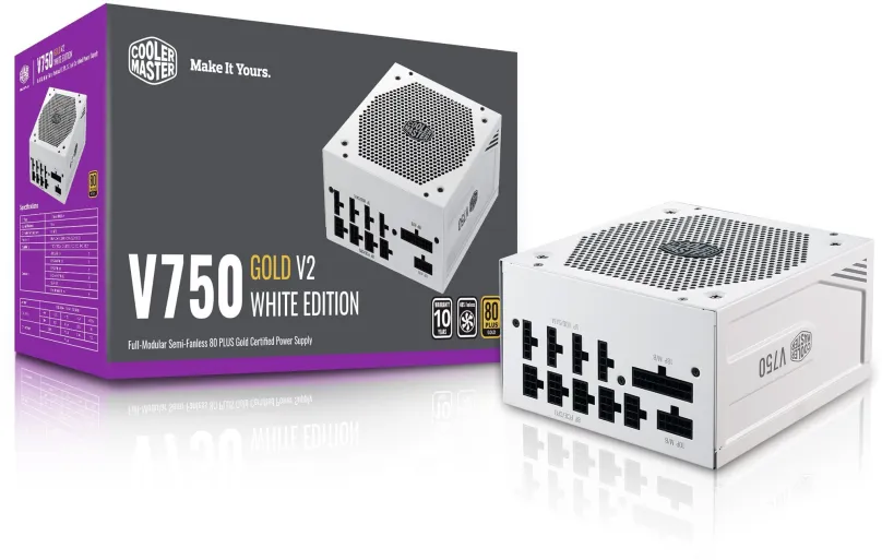 Počítačový zdroj Cooler Master V750 Gold V2 White Edition, 750W, ATX, 80 PLUS Gold, efektí