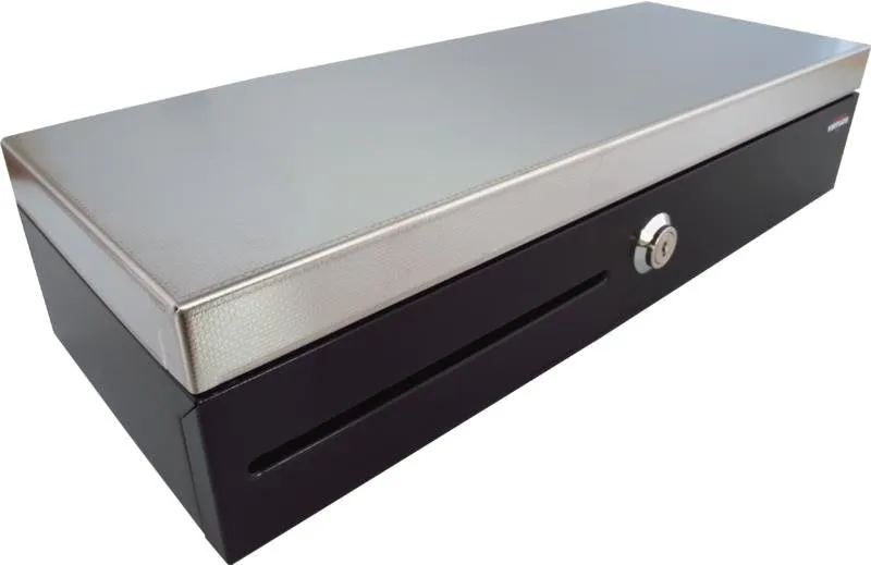 Pokladničná zásuvka Virtuos Flip-top FT-460C2 - s káblom, so zamykacím krytom, NEREZ veko, čierna